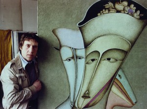 Редкий снимок: Владимир Высоцкий-у своей любимой картины Шемякина "Метафизический-бюст". Париж, 1979
